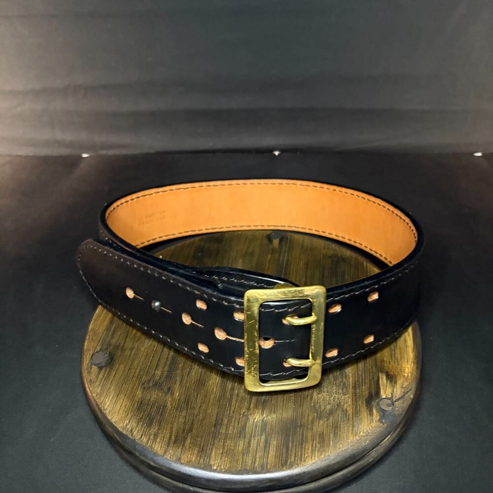 Dutyman Sam Browne Duty Belt Size 28" Plain Black Leather Brass Buckle 1011